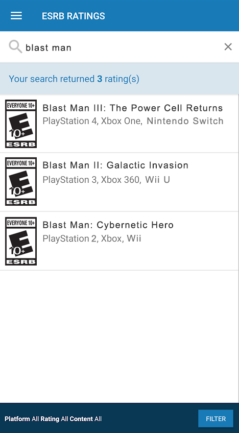 Blast man search screenshot